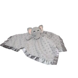 Pro Goleem Lt Gray Elephant Lovey Security Blanket Minky Dot Satin crinkle ears